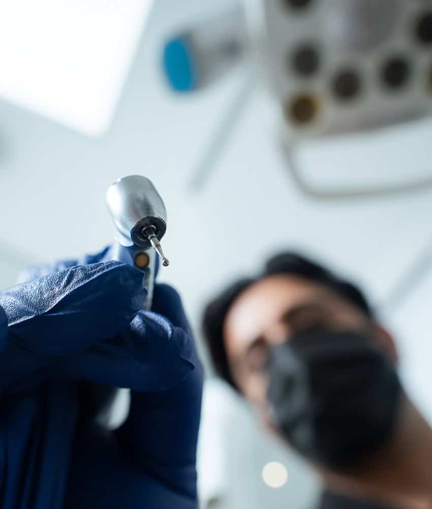 Needle for dental anesthesia close-up in a dental clinic.