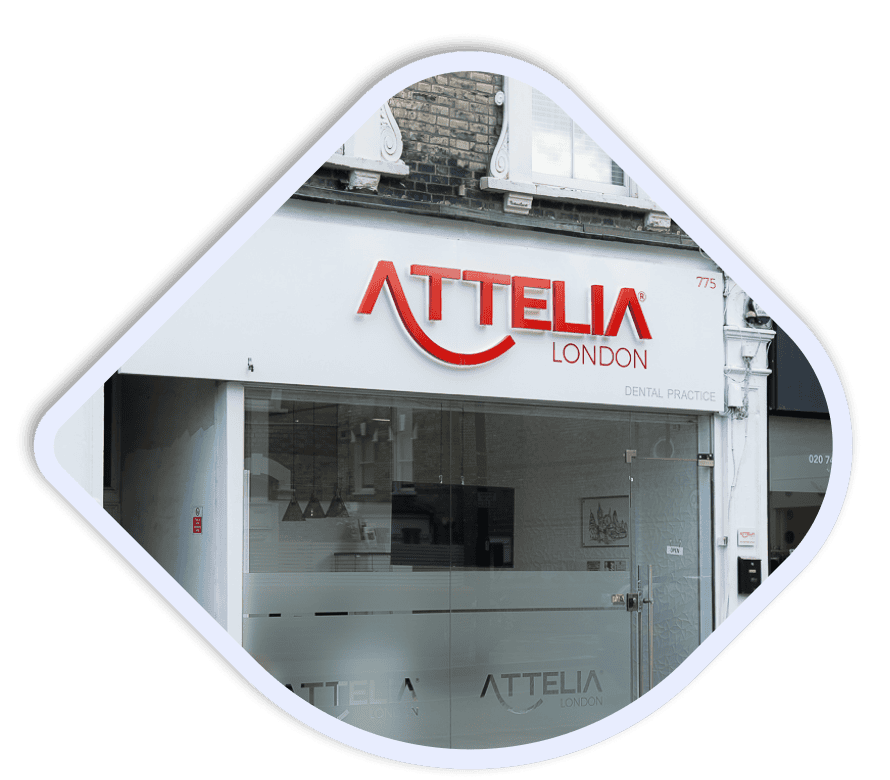 Attelia london dental practice storefront, modern dental clinic in London.
